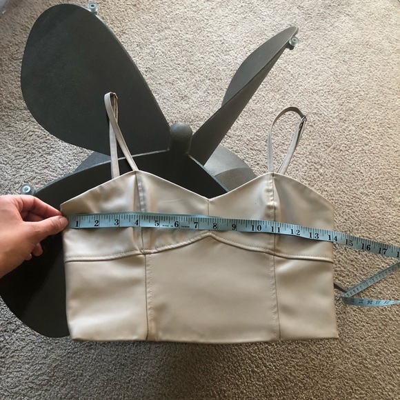 Tan Zara Faux leather crop top Tank top XS - Picture 12 of 13